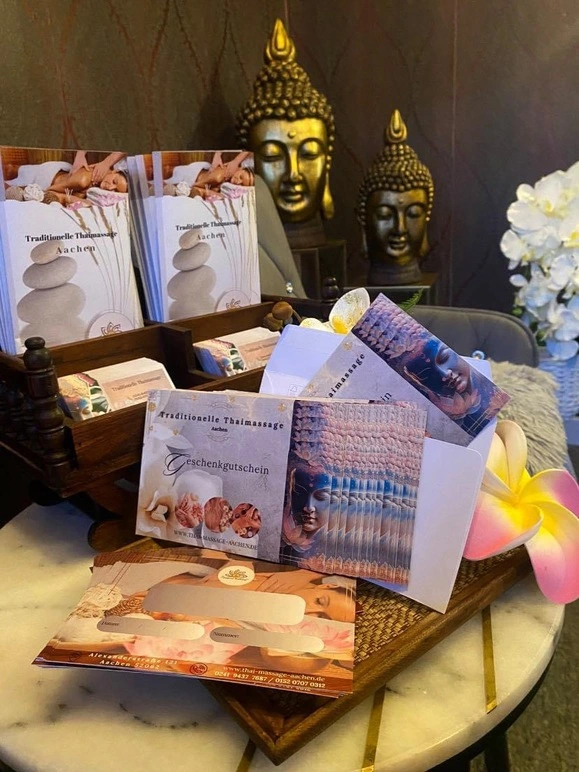 Gift vouchers for Thai massage treatments in various designs